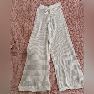 White Knit Wide-Leg Pants size small